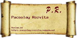 Pacsolay Rozvita névjegykártya